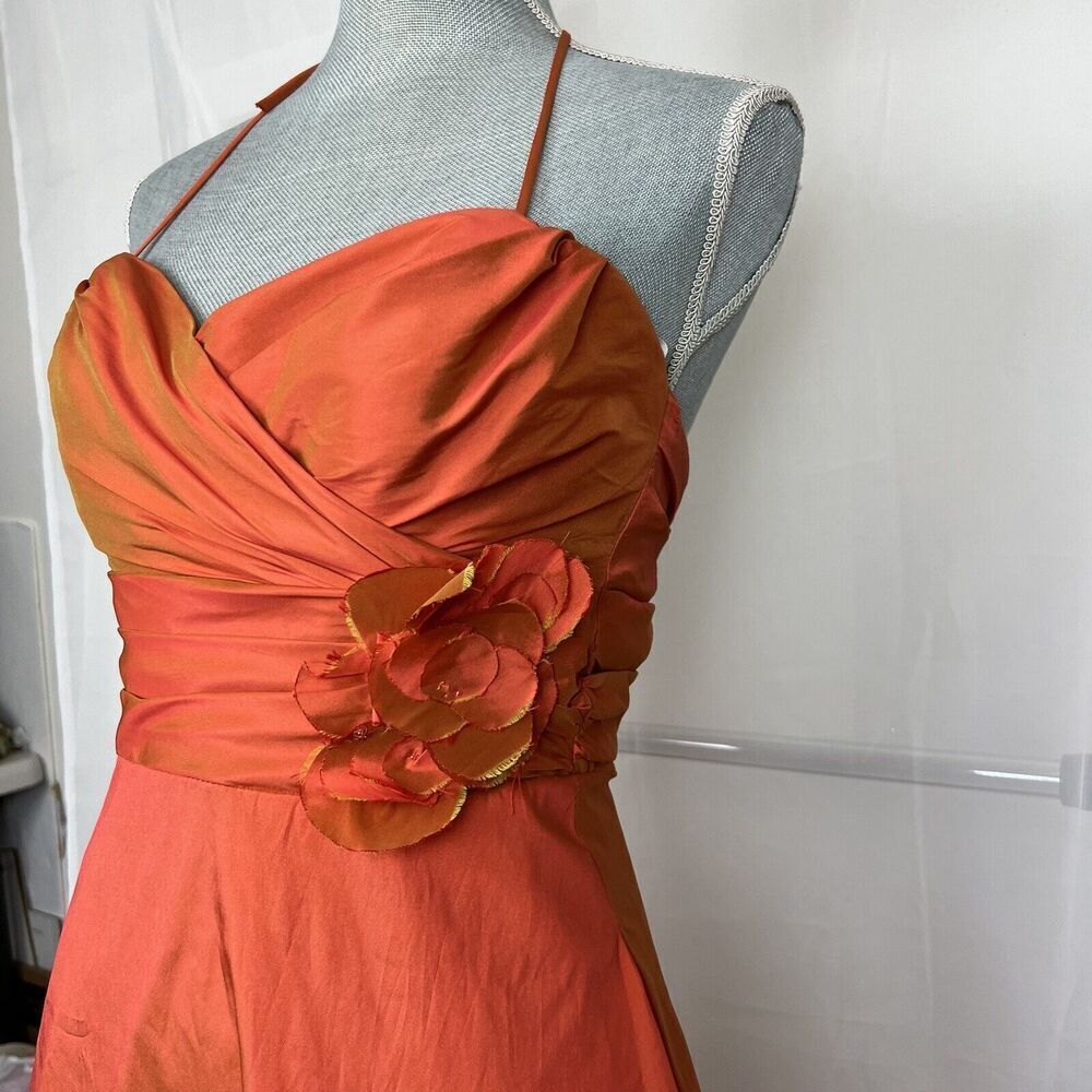 Vintage 80s Jim Hjelm silk iridescent midi dress halter neck retro Small summer - Picture 3 of 10